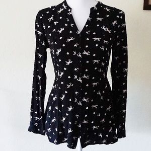 ModCloth Blouse with Unicorns and Hearts